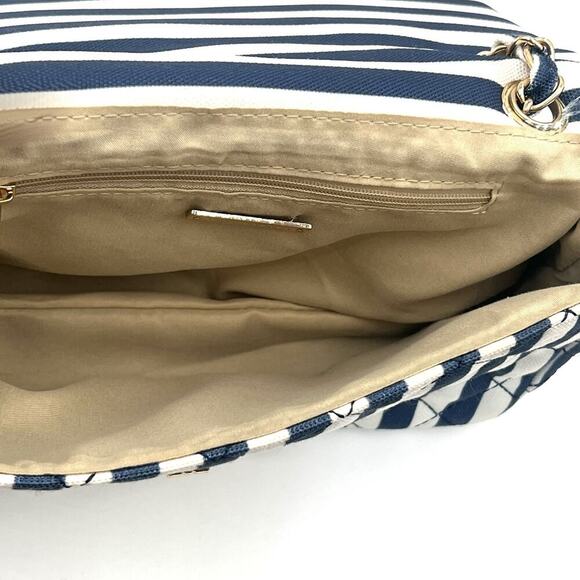 Hello 3AM Blue & White Stripe Nautical Shoulder Clutch Gold Chain Crossbody Bag - Picture 12 of 12